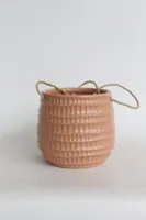 Pink Dimpled Ceramic Hanging Planter