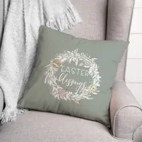 Easter Blessings Wreath Outdoor Throw Pillow