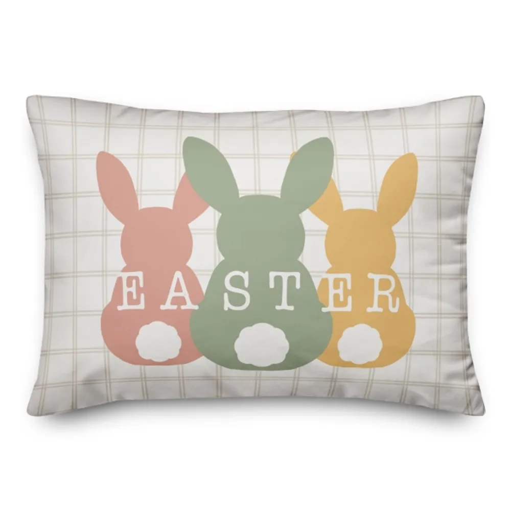 Pastel Easter Bunny Lineup Outdoor Throw Pillow