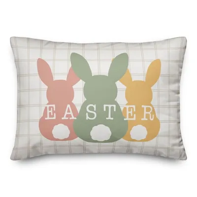 Pastel Easter Bunny Lineup Outdoor Throw Pillow