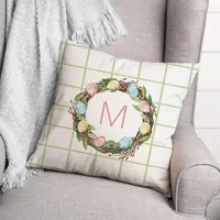 Personalized Monogram Easter Egg Wreath Pillow