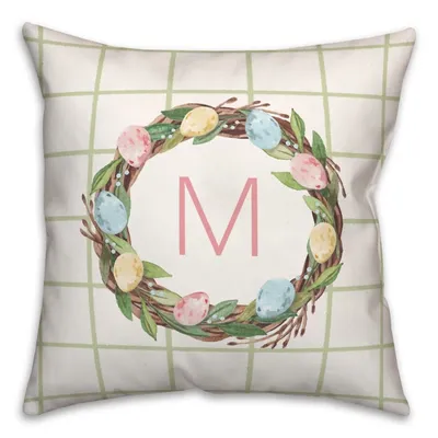 Personalized Monogram Easter Egg Wreath Pillow