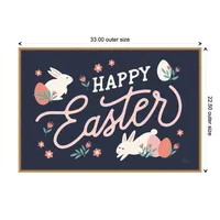 Happy Easter Bunnies Framed Canvas Art Print