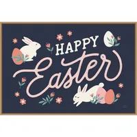 Happy Easter Bunnies Framed Canvas Art Print
