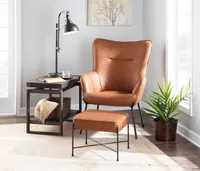 Camel Faux Leather 2-pc. Chair and Ottoman Set