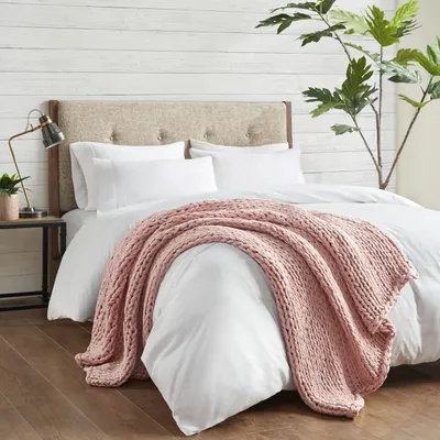 Blush Hand Made Chunky Double Knit Throw Blanket
