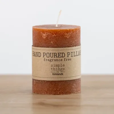 Rusty Unscented Pillar Candle, 3x4 in.