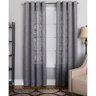 Gray Woven Single Curtain Panel, 84 in.
