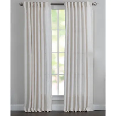Cream Solid Pleated Single Curtain Panel, 84 in.