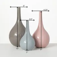 Glossy Cool Pastel Teardrop Vases, Set of 3