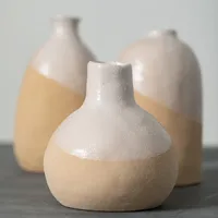 Two Tone Terracotta Hand Thrown Vases, Set of 3