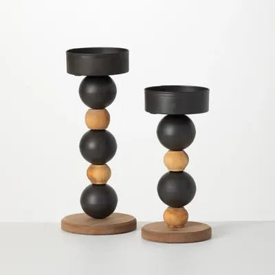 Spiked Sphere 2-pc. Pillar Candle Holder Set