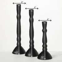 Black Round Base Taper Candle Holders, Set of 3