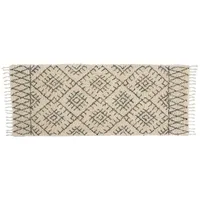 Charcoal and Ivory Linear Fringe Runner, 2x6