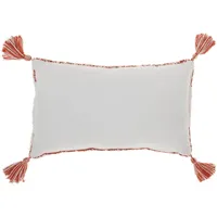 Rust Stripe Diamond Tassels Cotton Lumbar Pillow