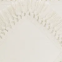 Ivory Diamond Fringe Throw Pillow