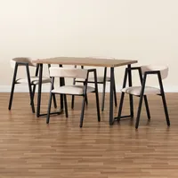 Beige Upholstered Metal Frame 5-pc. Dining Set