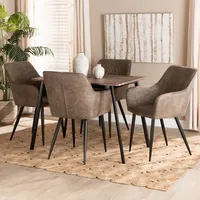 Table and Leather Bucket Chairs 5-pc. Dining Set