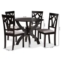 Dark Brown Wood Tripod Table 5-pc. Dining Set