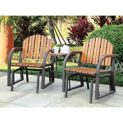 Wood Slat Attached Frame 3-pc. Outdoor Chair Set