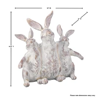 Weathered White Easter Bunnies Statue