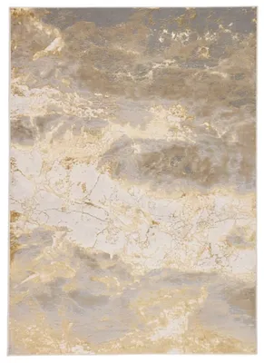 Shimmering Gold Abstract Area Rug, 5x7