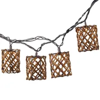 Golden Brown Rattan Weave Outdoor String Lights