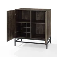 Joanelle Dark Steel and Wood Wine Cabinet