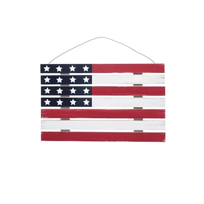 Wood Slat American Flag Plaque
