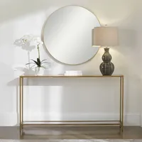 Warm Golden Mirrored Top Console Table