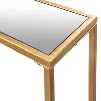 Warm Golden Mirrored Top Console Table