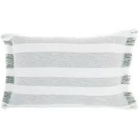 Green Chambray Stripes Lumbar Throw Pillow