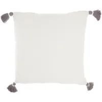 Gray Dotted Braided Stripe Tassel Throw Pillow
