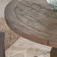 Weathered Brown Pine Wood Dining Table