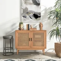 Reclaimed Pine and Woven Cane Cabinet