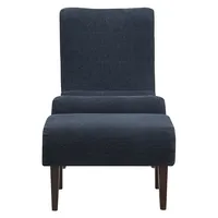 Deep Navy Piped Edge 2-pc. Chair and Ottoman Set