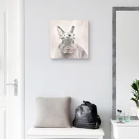 Bunny Flower Crown Easter Canvas Wall Art