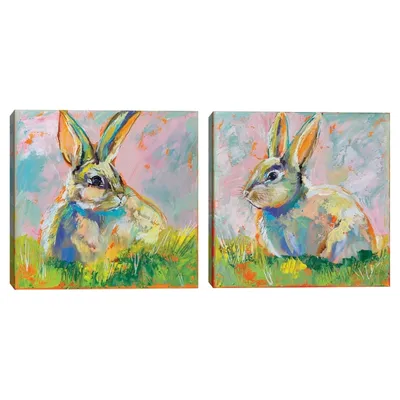 Rainbow Bunny 2-pc. Easter Canvas Wall Art Set