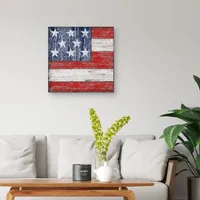 Distressed American Flag Canvas Wall Plaque