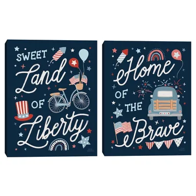Liberty & Brave Canvas Wall Plaques, Set of 2