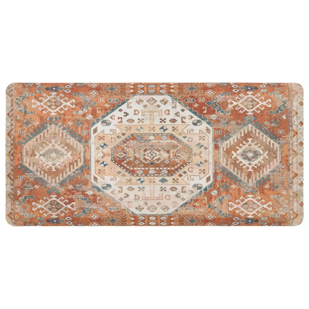 Terracotta Medallion Cushioned Kitchen Mat