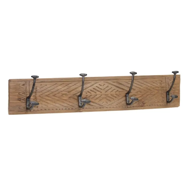 Distressed White Wood and Metal Wall Hooks