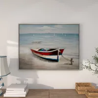 Resting Rowboat Framed Canvas Art Print