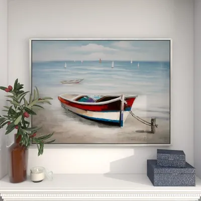 Resting Rowboat Framed Canvas Art Print