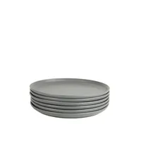 Dark Gray Linear Salad Plates, Set of 6