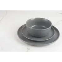 Dark Gray Linear Salad Plates, Set of 6