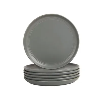 Dark Gray Linear Salad Plates, Set of 6