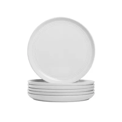 White Linear Salad Plates, Set of 6