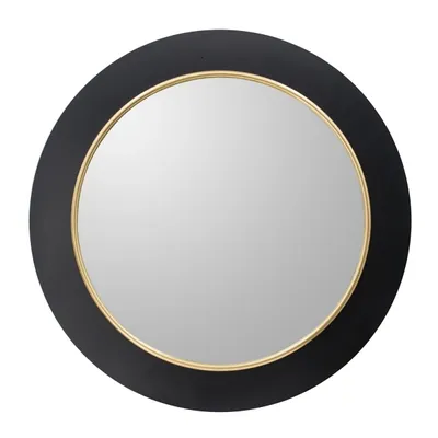 Drew II Black and Gold Round LED Mirror