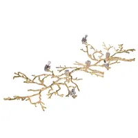 Golden Branches and Birds Metal Wall Plaque